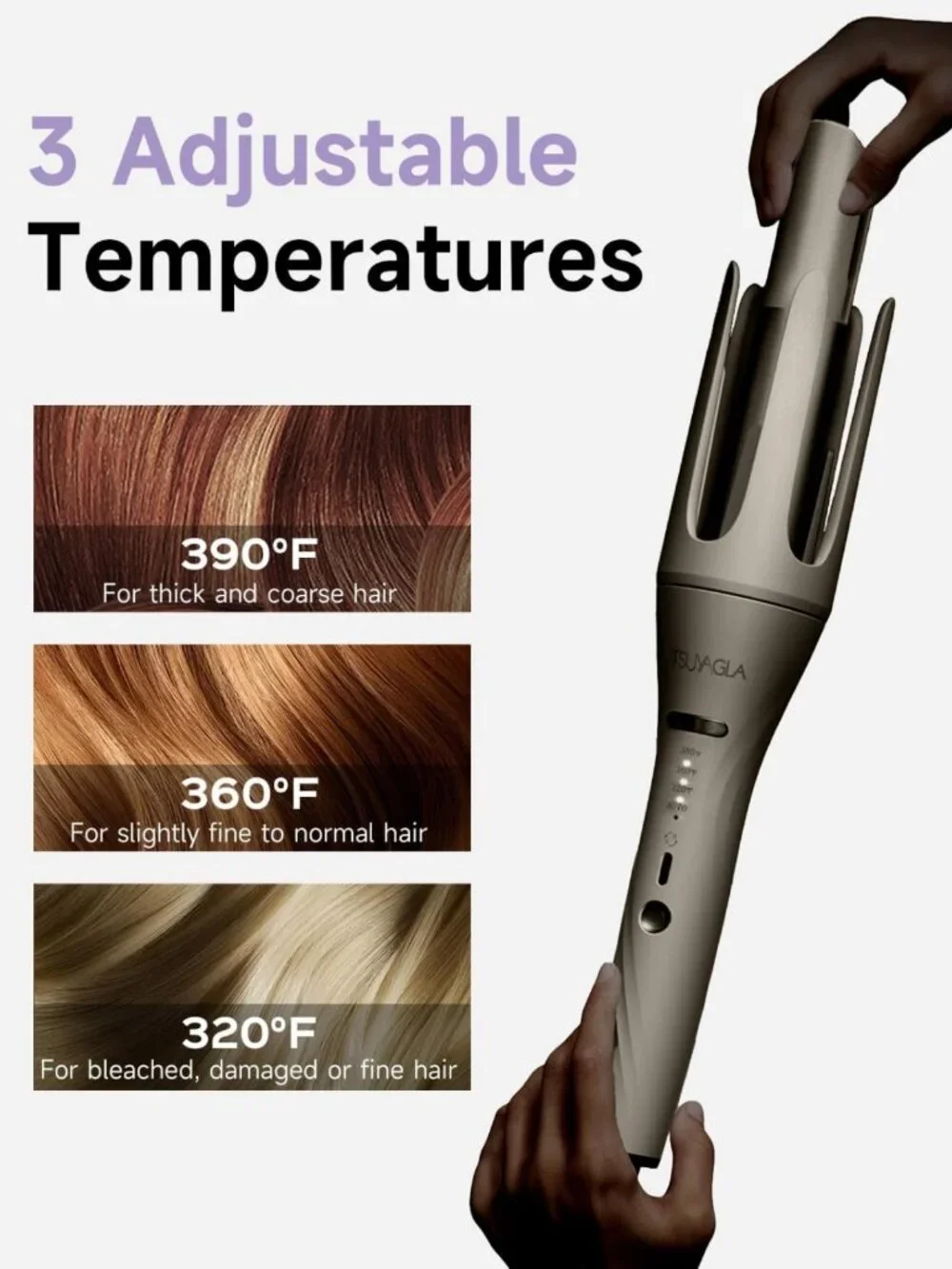 3-in-1 Automatic Curling Iron Set, Versatile Hair Curlers with 1